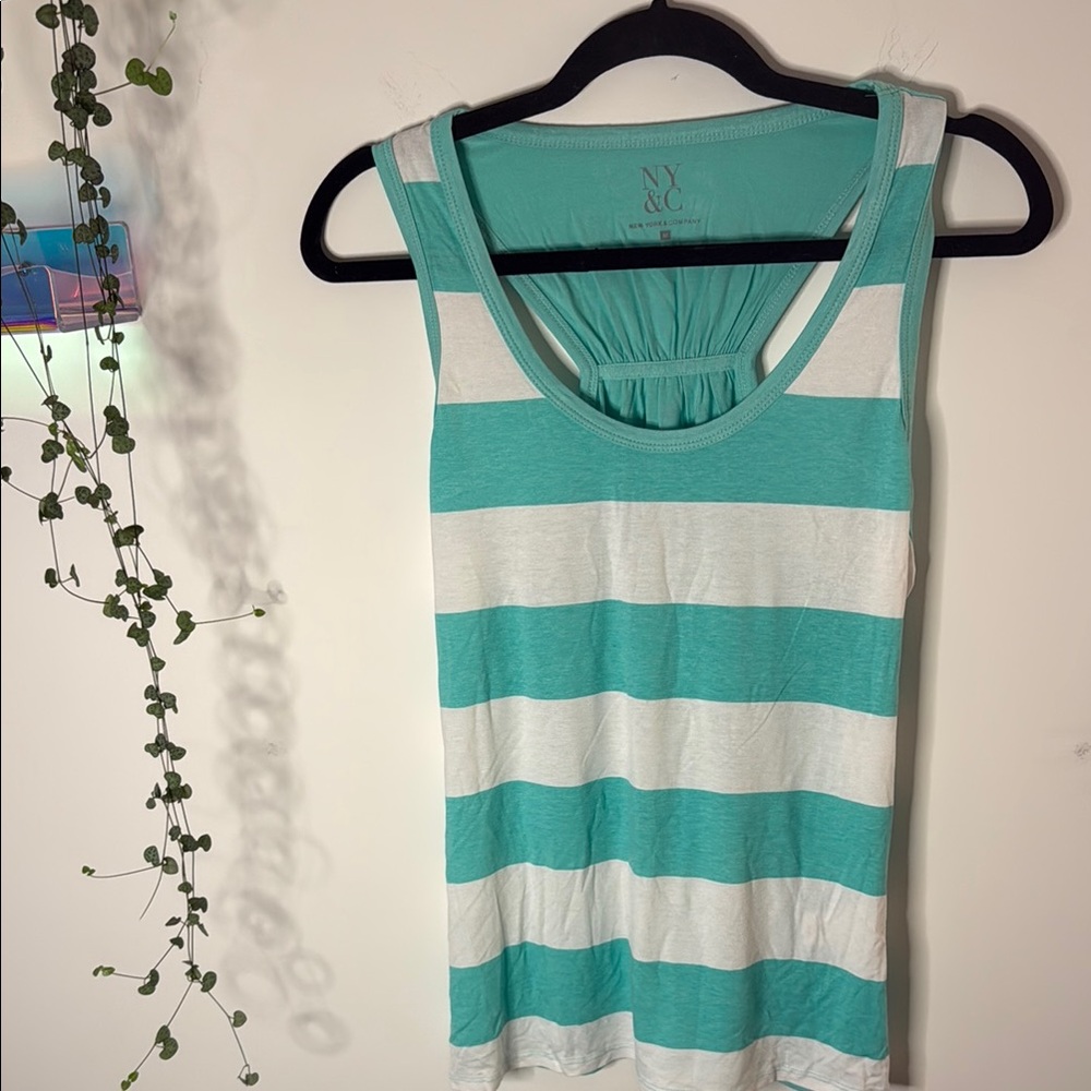 NY & company teal striped tank